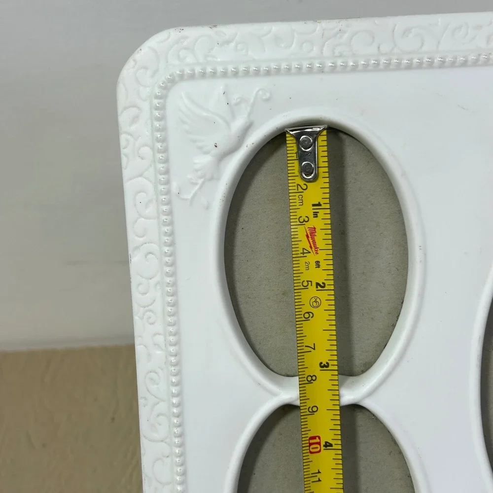 Gund Gifts White Ceramic Triple Oval Picture Frame Dove Embossed Cottagecore 9x8